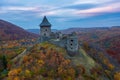 Splendid aerial view of the famous Castle of Somosko